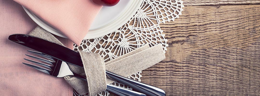 elegant stainless steel cutlery on the table